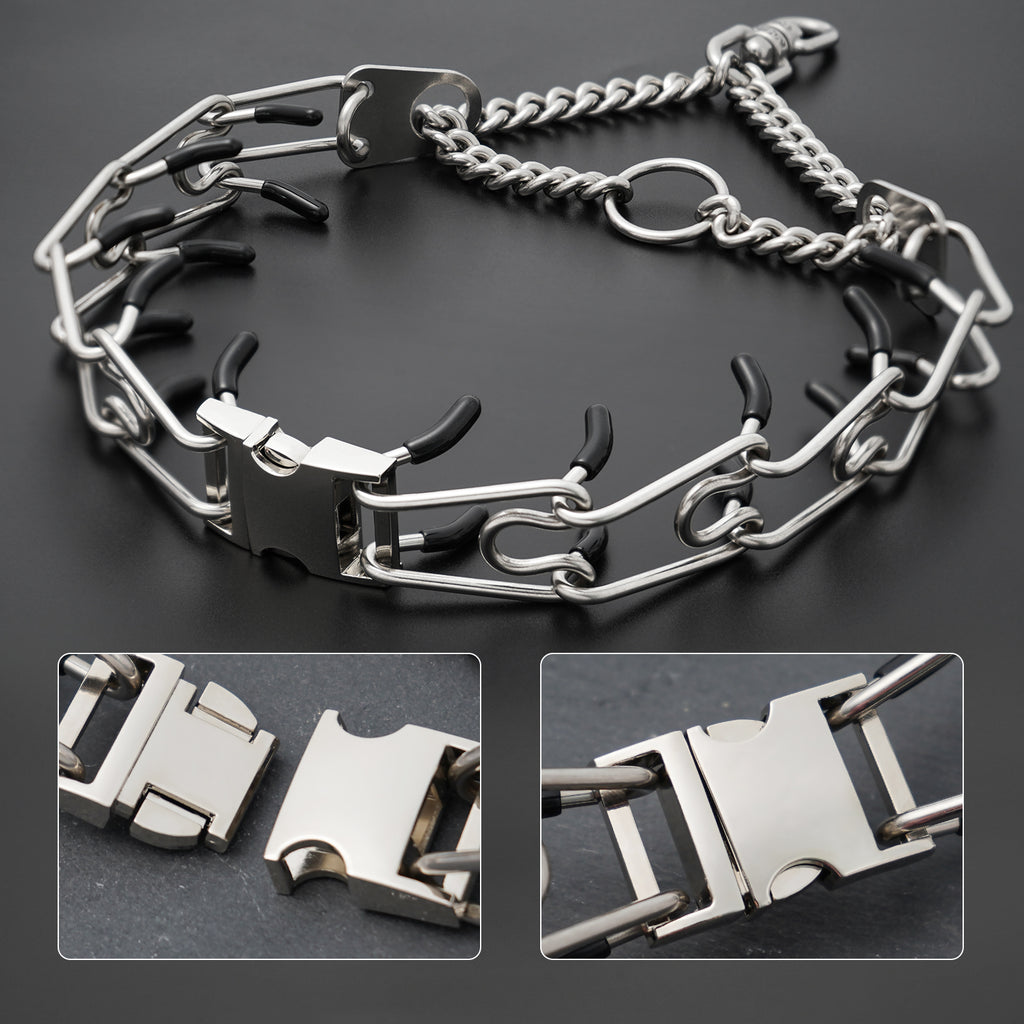 No Pull Dog Collar with Quick-Release Buckle,Adjustable Stainless Steel Tangle-Free 360° Swivel Collar for Small, Medium and Large Dogs
