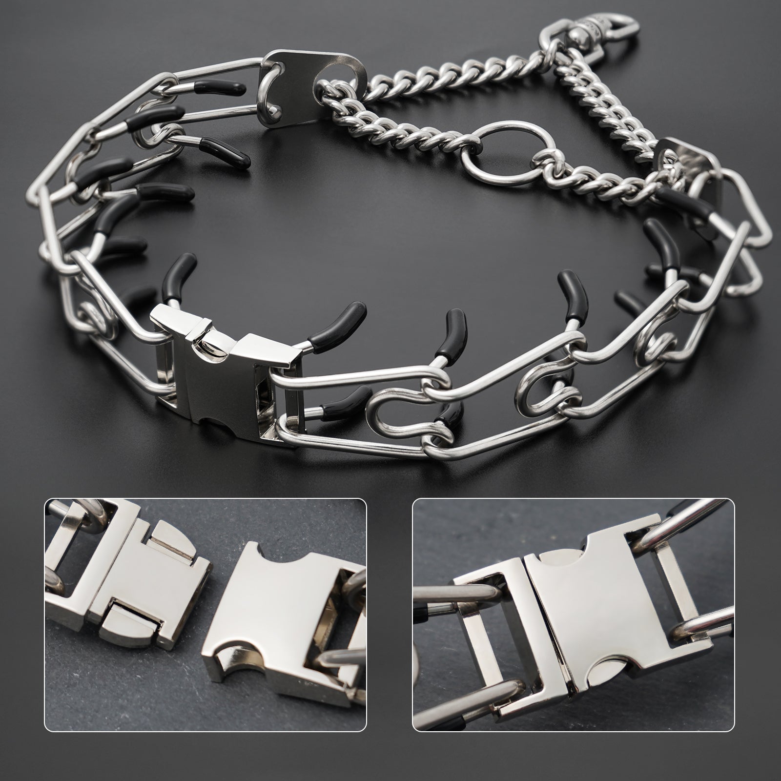 No Pull Dog Collar with Quick-Release Buckle,Adjustable Stainless Steel Tangle-Free 360° Swivel Collar for Small, Medium and Large Dogs