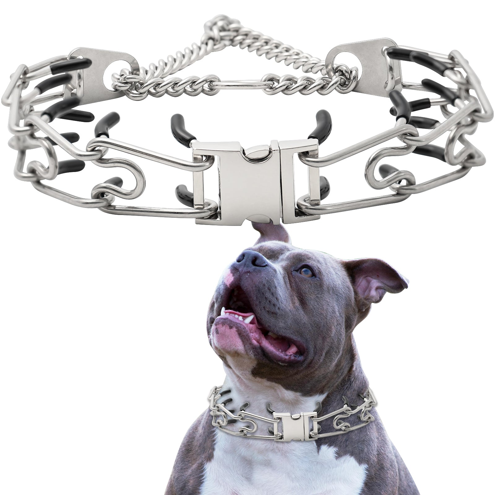 No Pull Dog Collar with Quick-Release Buckle,Adjustable Stainless Steel Tangle-Free 360° Swivel Collar for Small, Medium and Large Dogs