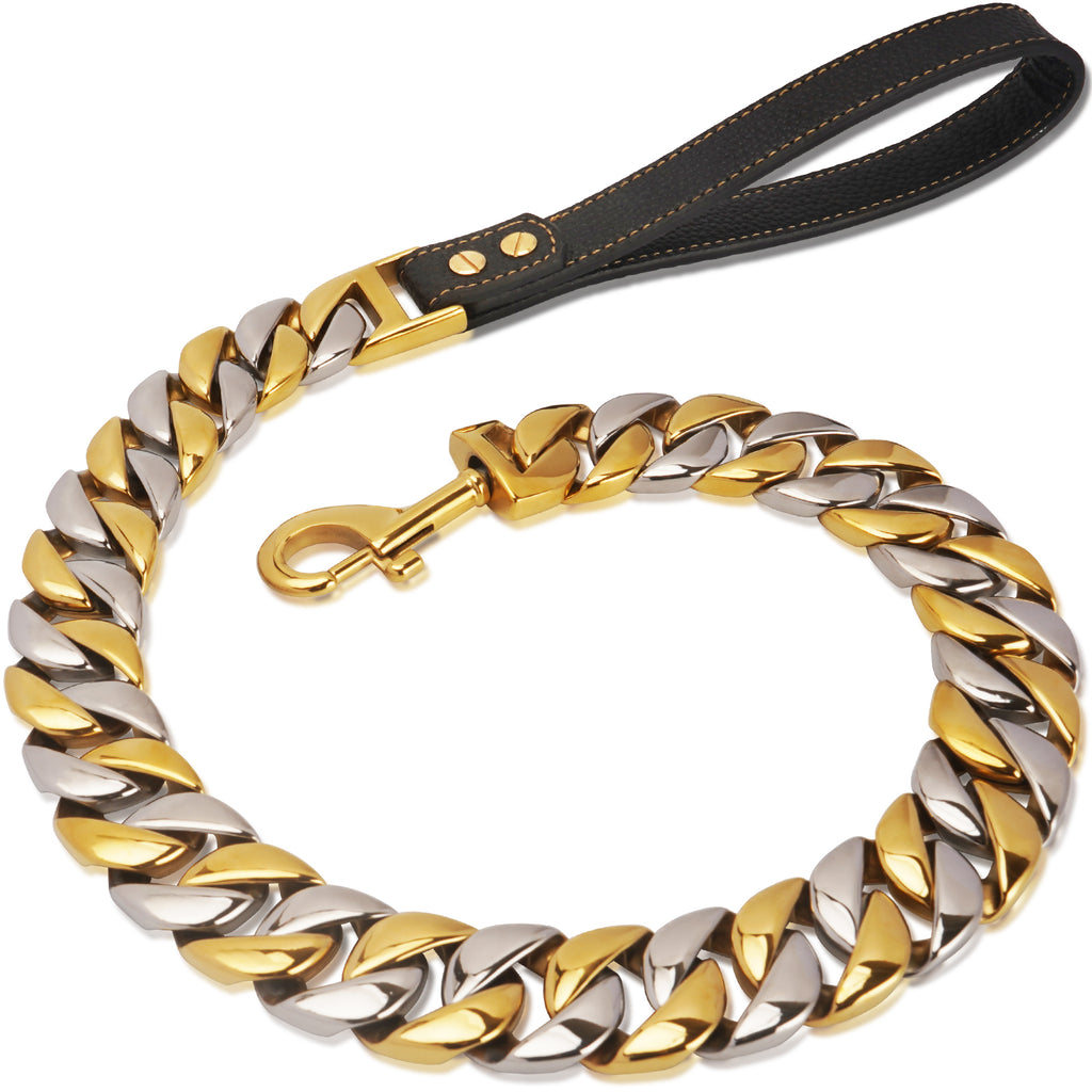 32MM Wide Gold Silver Chain Leash
