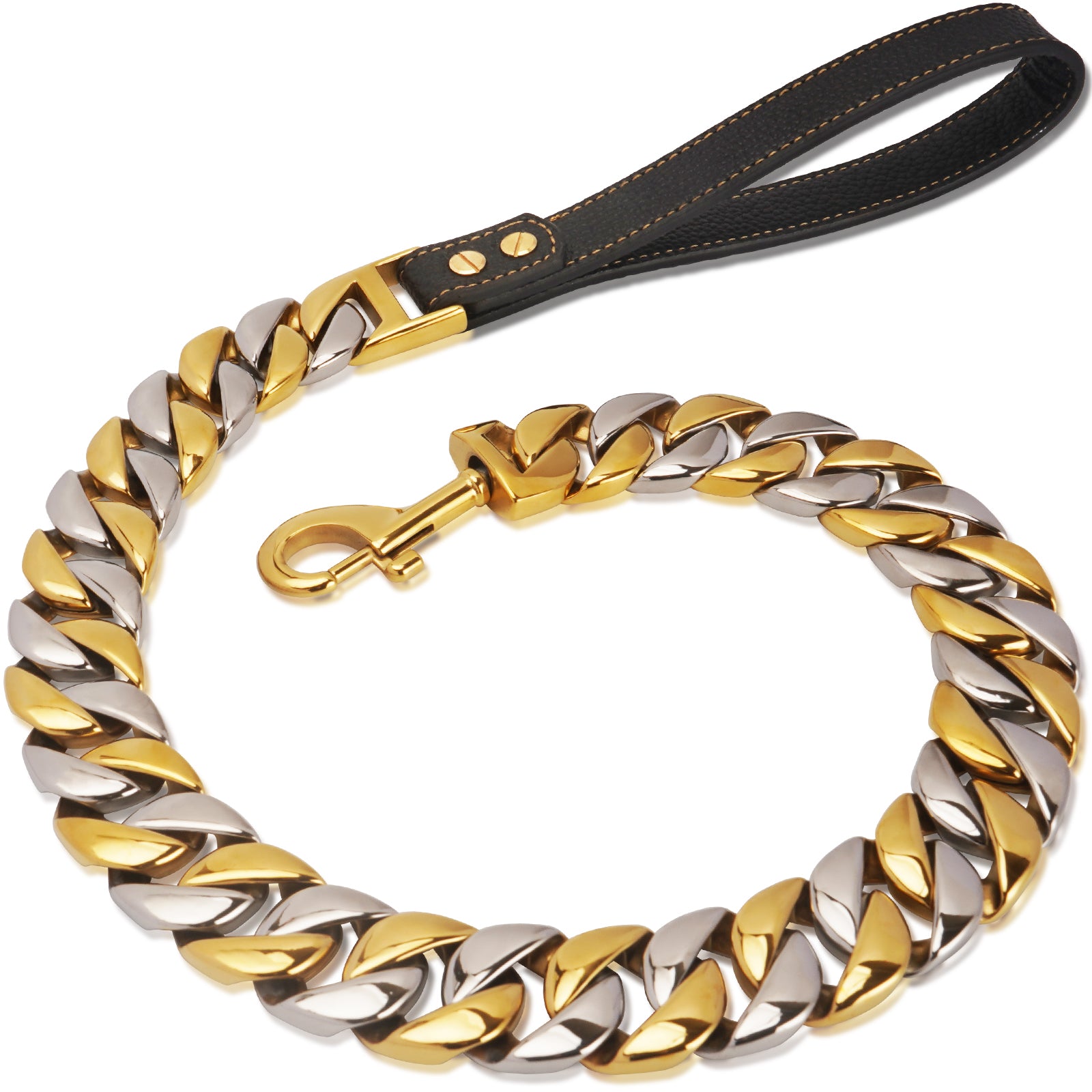 32MM Wide Gold Silver Chain Leash