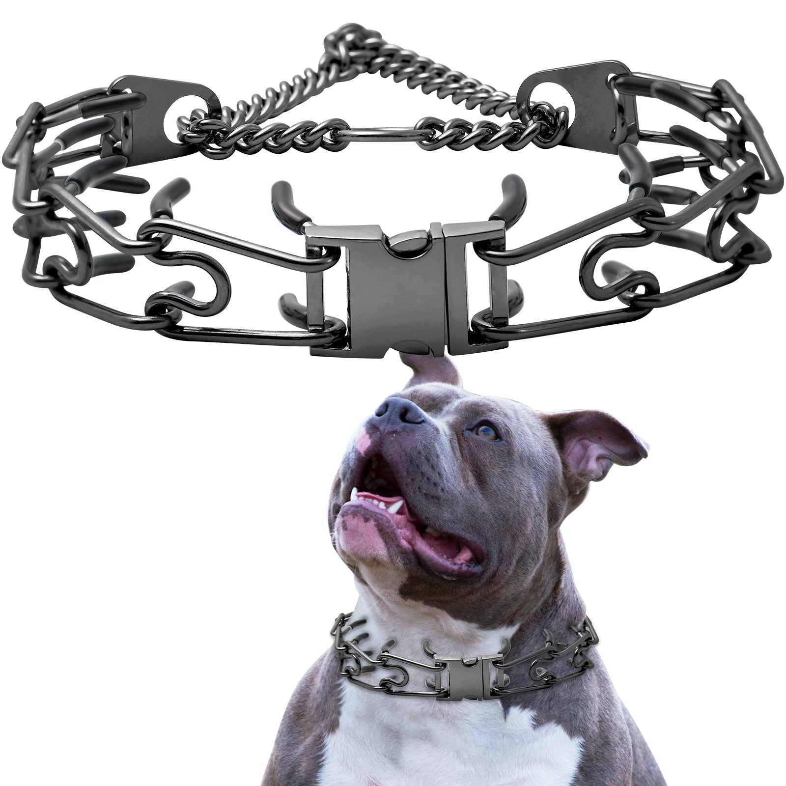 No Pull Dog Collar with Quick-Release Buckle,Adjustable Stainless Steel Tangle-Free 360° Swivel Collar for Small, Medium and Large Dogs
