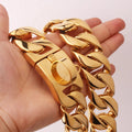 32mm Wide GOLD  DOG CHAINS COLLAR PREMIUM  18K GOLD PLATED CUBAN LINKS COLLAR FOR PITBULL