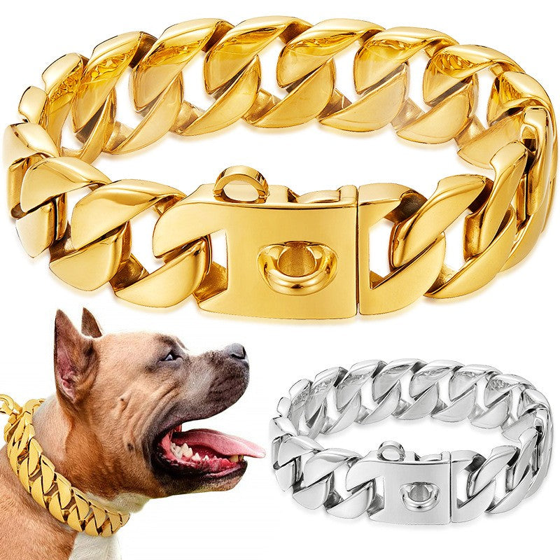 Cuban Link Gold Dog Collar 1.75inc Wide 18k Gold Plated
