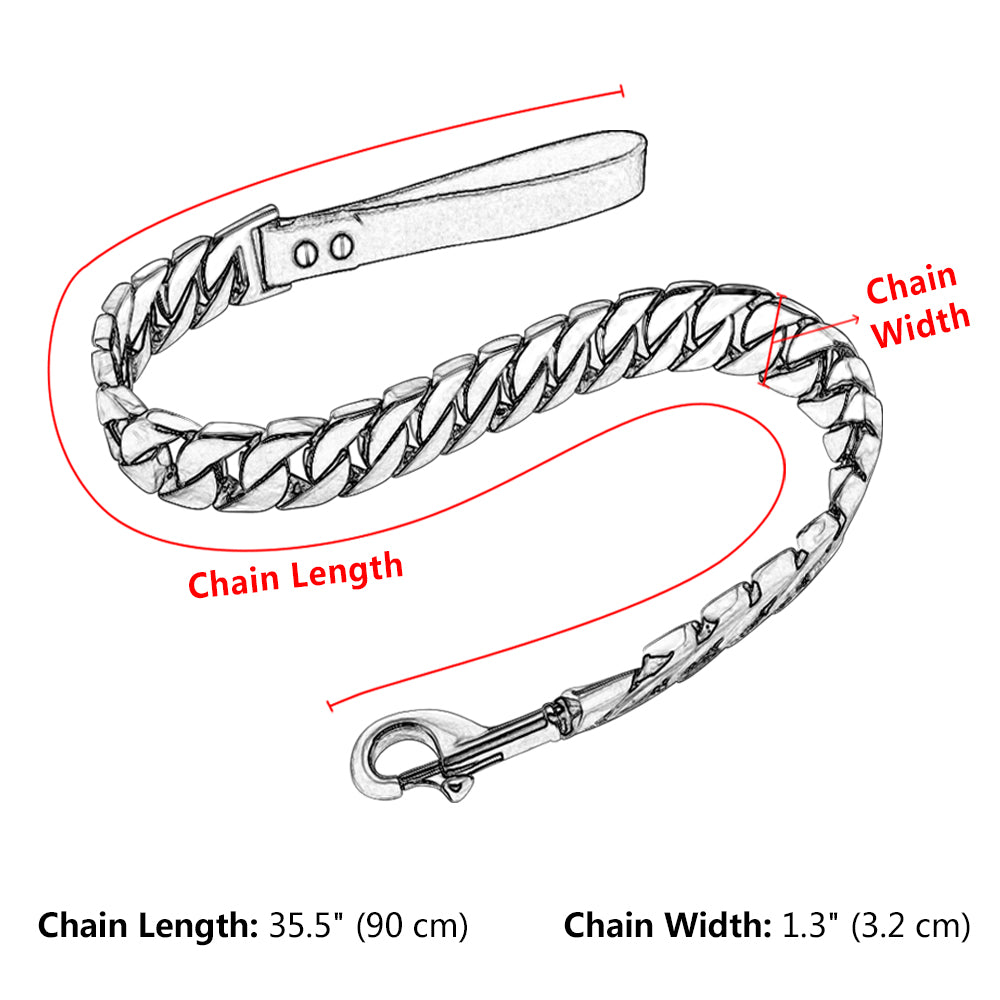 32MM Wide Gold Silver Chain Leash