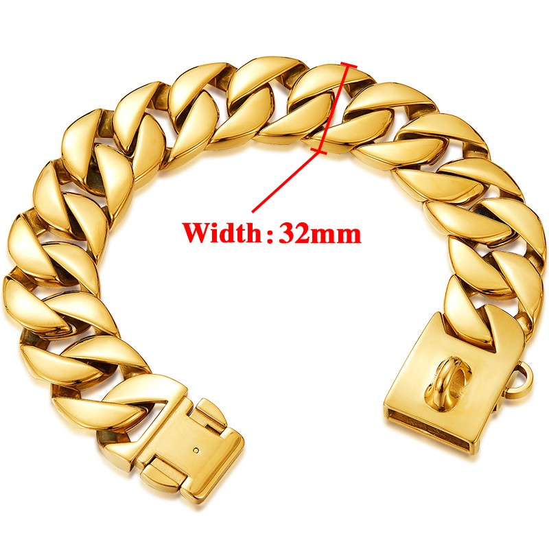 Cuban Link Gold Dog Collar 1.75inc Wide 18k Gold Plated