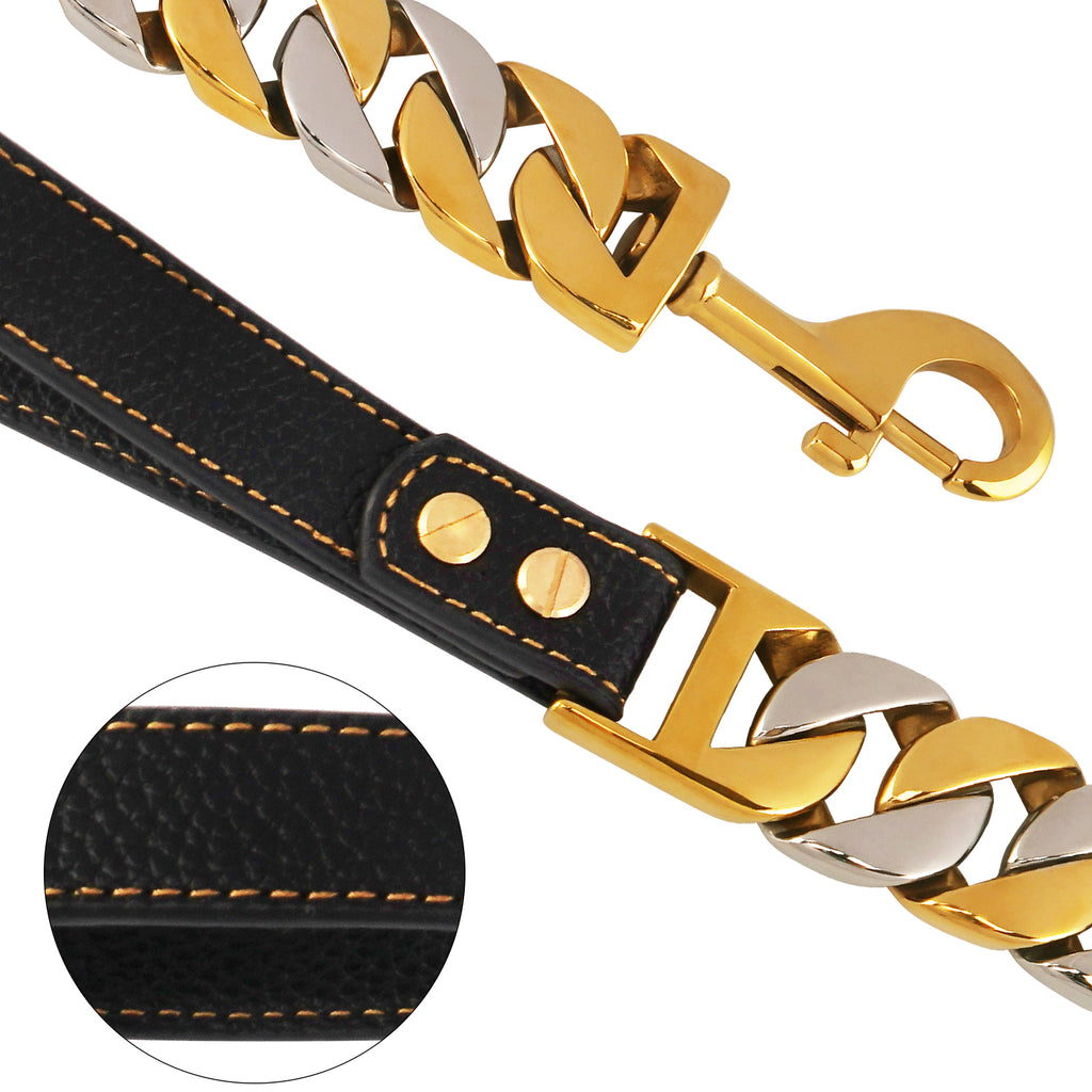 32MM Wide Gold Silver Chain Leash