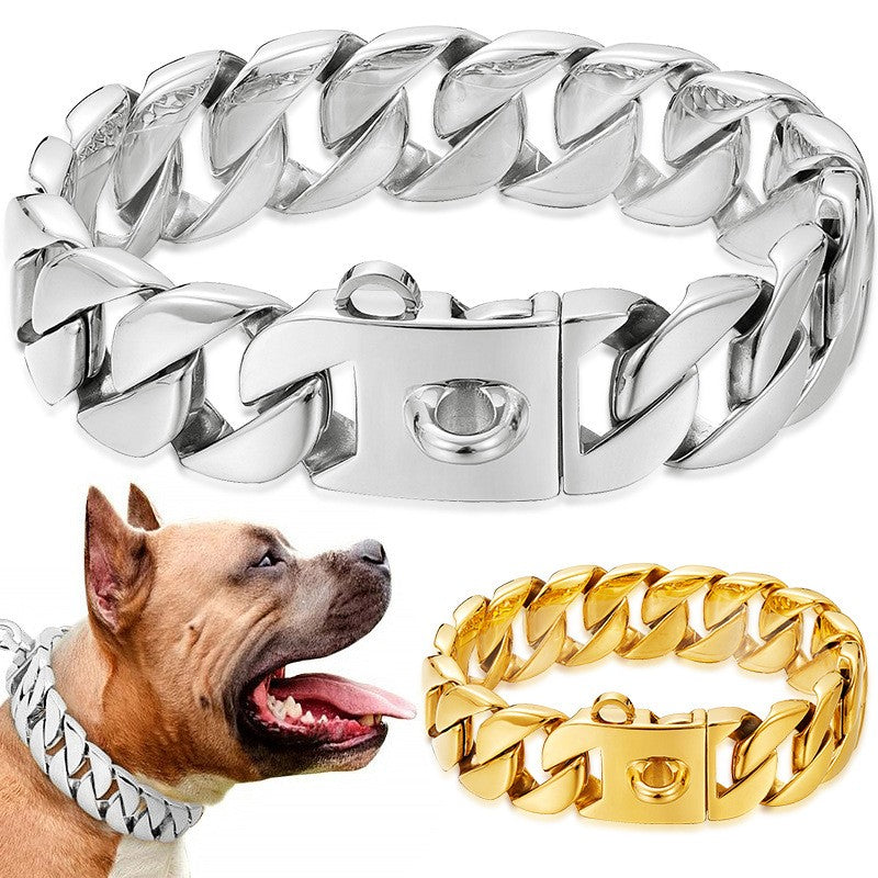 Cuban Link Gold Dog Collar 1.75inc Wide 18k Gold Plated
