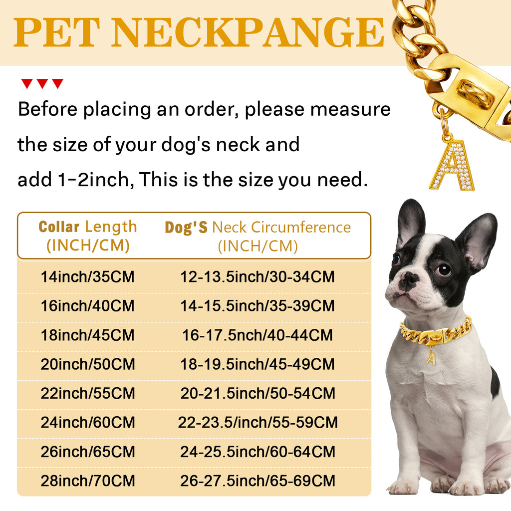23mm Wide Gold Dog Chain Cubn Link Dog Collar